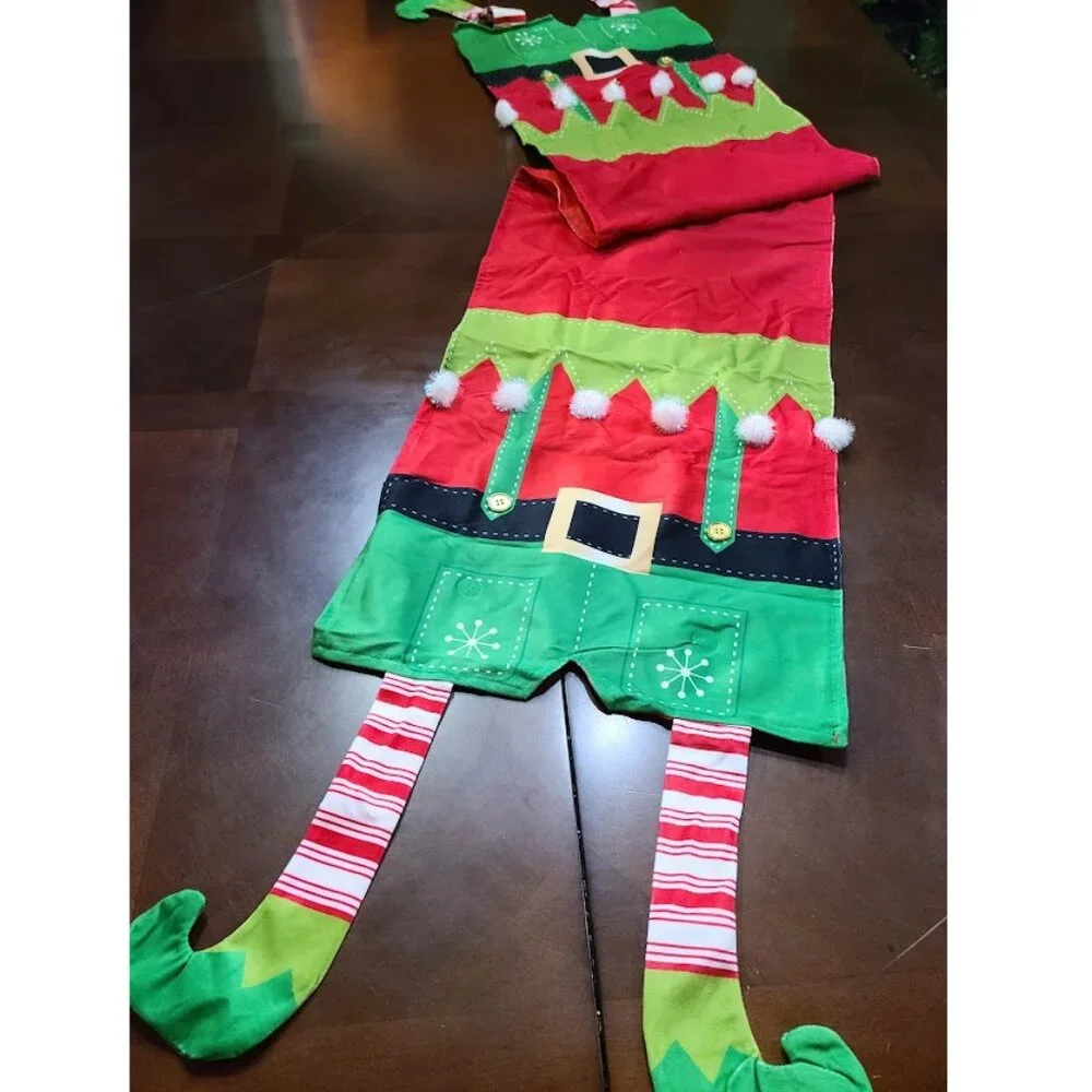 Christmas Table Runner Elf Decor Decorative Cloth Xmas Holiday Decoration Red